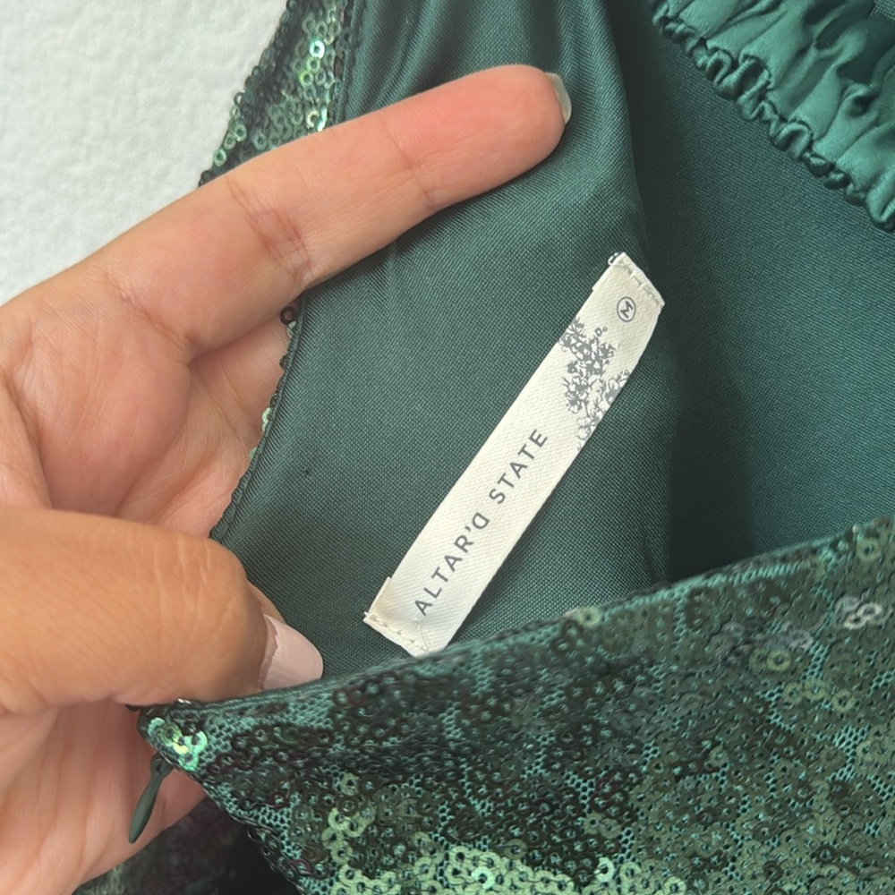 Alter’d State Sequin Strapless Gown. Green. Size Medium. NWOT. - Picture 8 of 8